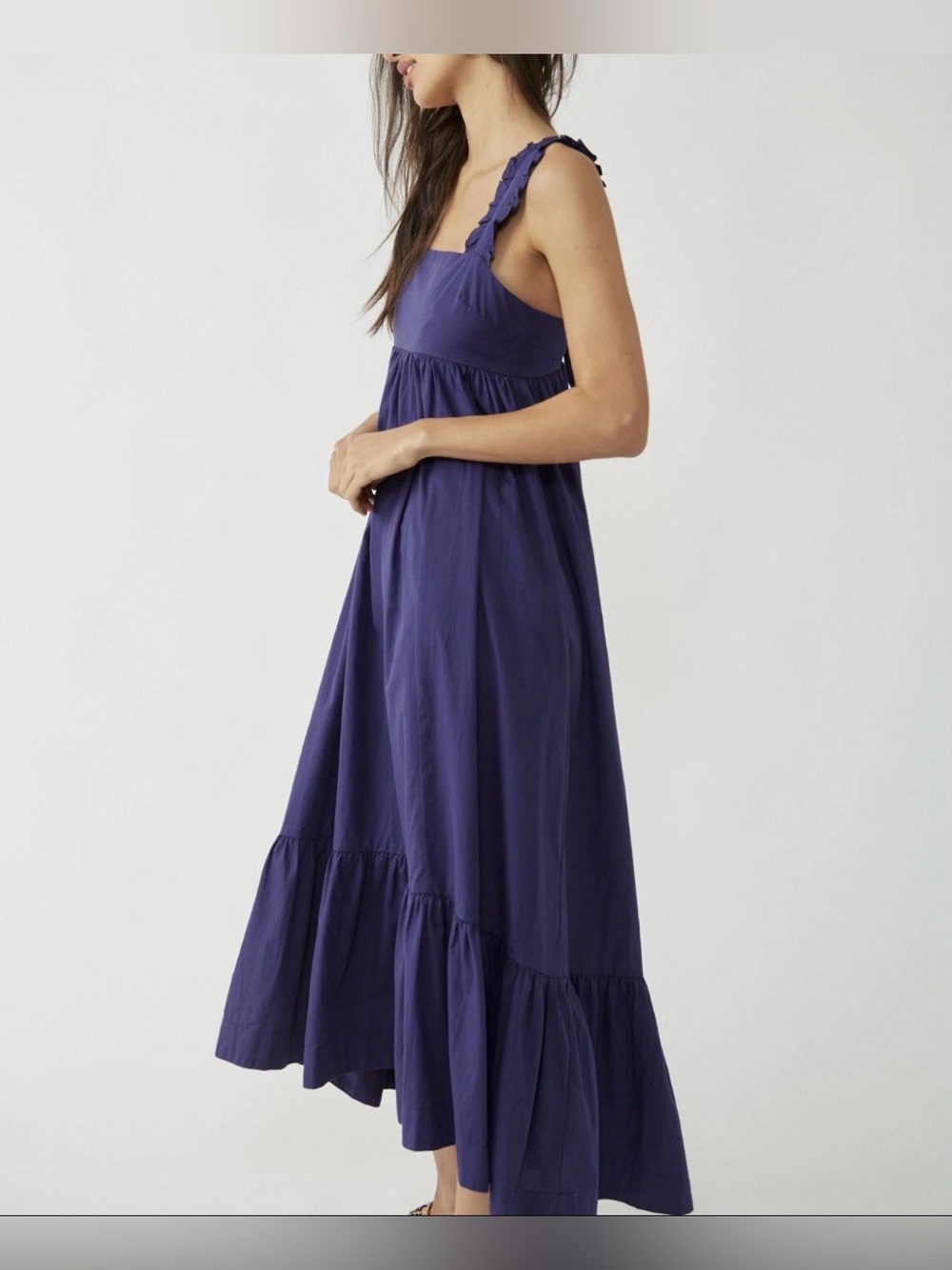 Free People Isabella Cotton Navy Maxi Dress Size M - Picture 4 of 11